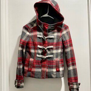 Y2K Vintage Abercrombie Crop Fitted Academia Preppy Wool Toggle Coat Jacket S